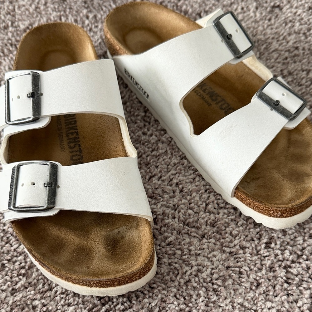 Birkenstock White Two-Strap Slide Sandal - Picture 2 of 5